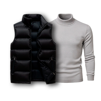 Puffer Vest & Turtleneck Set [COMBO]