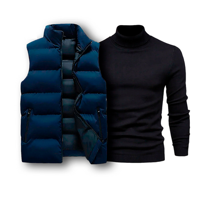 Puffer Vest & Turtleneck Set [COMBO]