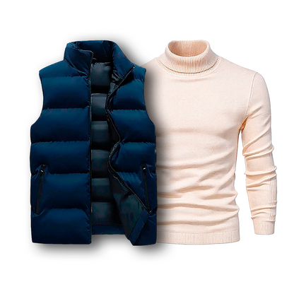 Puffer Vest & Turtleneck Set [COMBO]