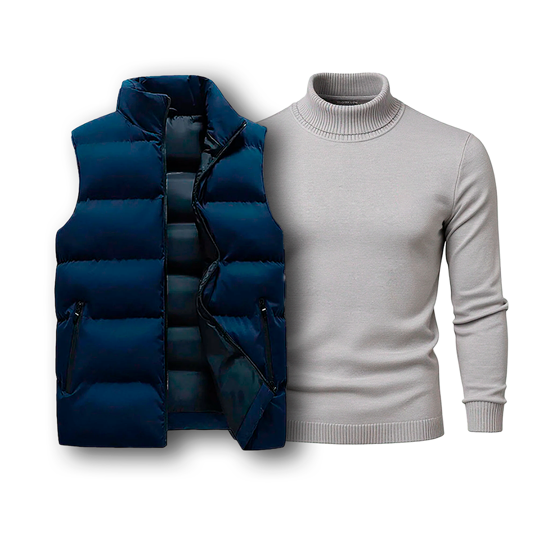 Puffer Vest & Turtleneck Set [COMBO]