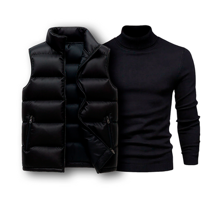 Puffer Vest & Turtleneck Set [COMBO]